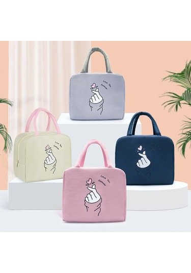 Kadınlar Ve Erkekler İçin Taşınabilir Öğle Yemeği Çantası, Isı Yalıtımlı Öğle Yemeği Kutusu, Yeniden Kullanılabilir Bento Çantası, İş, Piknik, Okul, Seyahat İçin Kalp Tote Çantalar --