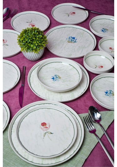 Heda Porselen Ebrusu 18 Parça 6 Kişilik Porselen Yemek Takımı