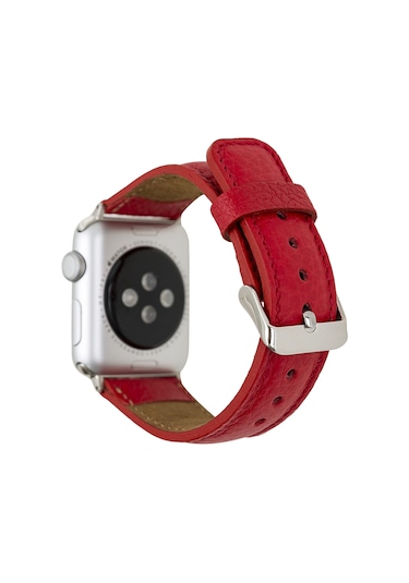 Apple Uyumlu Watch Uyumlu Deri Kordon 42-44-45mm Erc2 Kırmızı