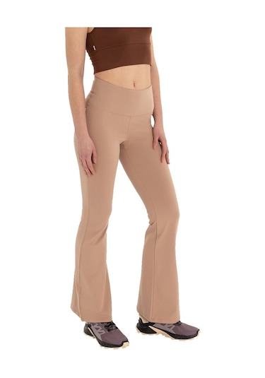 Inguz Roll Up Flare Toparlayıcı Yoga Pantolon Bej