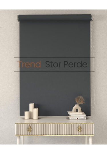 Gri Stor Boncuklu Zebra Stor Güneşlik Perde Opak Gri