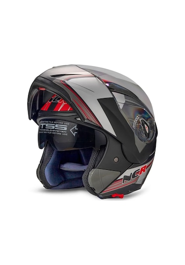 Ncr Çene Açılır Kırmızı Motosiklet Kaskı Vizörlü Ece Belgeli Kırmızı