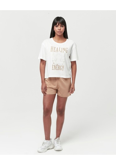 Bella Dossi Pamuklu Kısa Kollu Baskılı Kadın Şortlu Pijama Takımı Beyaz