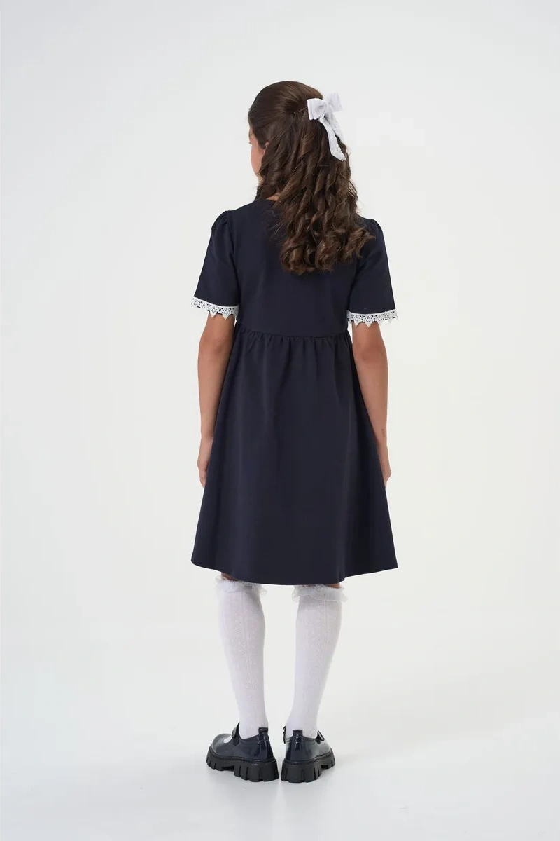 Daniele Patrici Kız Öğrenci Elbisesi Mavi Triko 420118139 Mavi