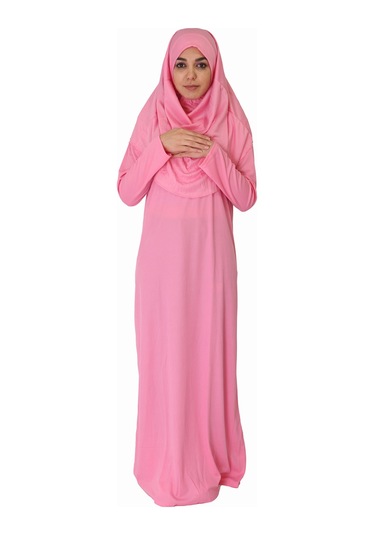 Şeker Pembe Fermuarsız Namaz Elbisesi Pembe
