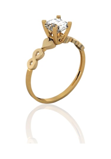 MaGold Kalp Sonsuzluk Klasik Tektaş Sade Ve Şık 14 Ayar Altın Yüzük Altın