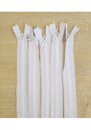 Beyaz Gizli Fermuar 50 Cm 5 Adet