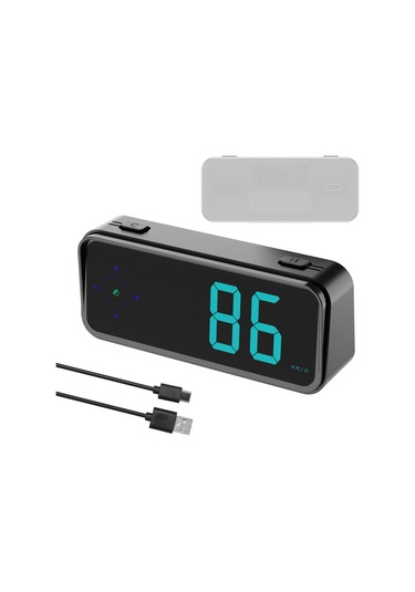 Tenfowee Araç Hud Görüntüleyici, Gps Hız/saat/yön Gösterimi, Led Renkli Ekran, Hız Aşımı Uyarısı, Kmh/mph Değiştirilebilir, Siyah Süpürge Askısı Yok