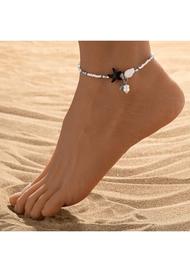 Denizyıldızı Denizyıldızı Şeklinde Halhallar Alaşım Ayak Bileği Aksesuarları Yeni Plaj Ayak Bileği Zincirleri Adam Siyah