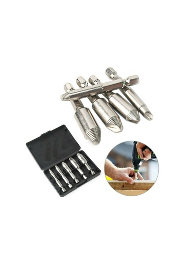 Tangshopping Gr 5 Adet Hasarlı Vida Çıkarıcı Kaldırma Seti 5 Boyutları Güçlü Kavrama Vidaları Cıvata Özü Matkap Ucu Araçları