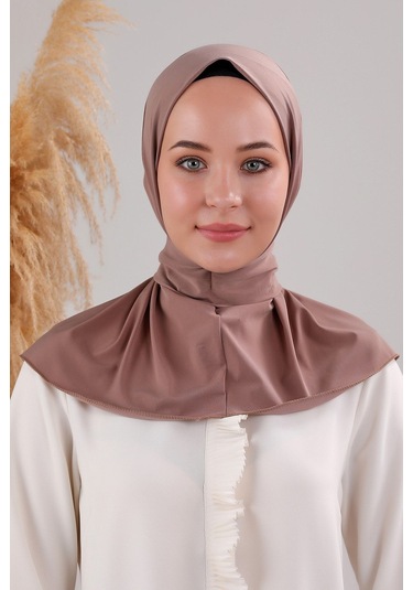 Kadın Tesettür Pratik Çıtçıtlı Sandy Fular Hazır Deniz Havuz Uyumlu Bone Sütlü Kahve Sütlü Kahve Sütlü Kahverengi