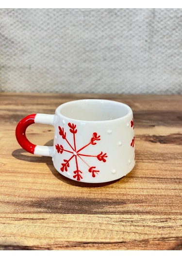 Kırmızı Renkli Ok Desenli El Yapımı Bulut Kupa, Mug,türk Kahvesi