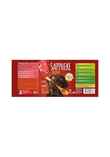 Sapphere Kırmızı Etli Yetişkin Köpek Maması Konserve 12 x 400 G