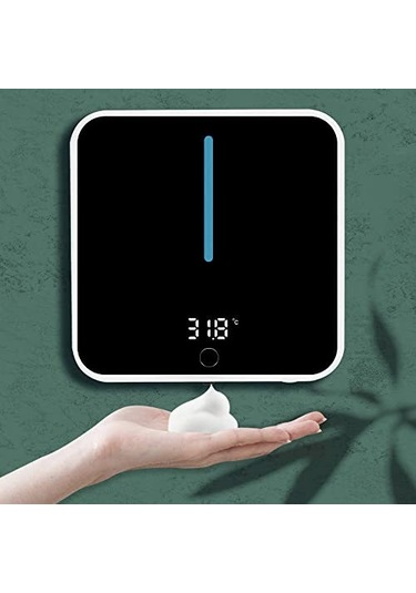 Dofolink Duvar Tipi Otomatik Köpük Sabun Dispenseri 400ml, Led Sıcaklık Gösterici, Kızılötesi Sensör, Dokunmadan, Banyo Akıllı Yıkama, Type-c Şarjlı Diğer