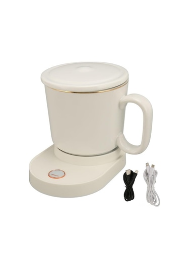 Novahub Akıllı Kablosuz Kahve Isıtıcı - 55 C, 15w Hızlı Şarj, Beyaz Seramik & Paslanmaz Çelik Tasarım Beyaz