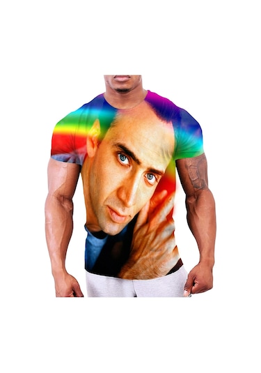 Snapbuy 3d Baskılı Hip Hop Harajuku Kısa Kollu T-shirt - Yazlık Eğlenceli Aktör Desenlilavantaerkek Lavanta