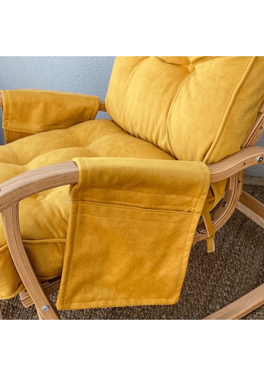 Reyo Home Sallanan Sandalye Minderi Kapitone Çift Cepli Hardal