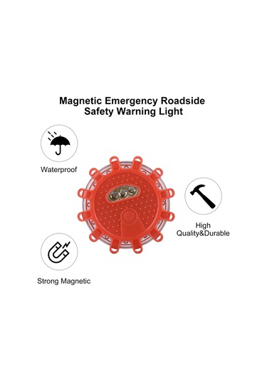 Jeehugo Kırmızı 360 Derece 1,6km Görünürlük 9 Flaş Modlu Tpr-pc Malzeme 12+3 Led'li Araç Yol Yardımı Uyarı Lambası Pil Dahil Değil