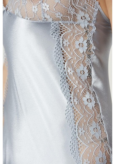 Pierre Cardin 4438 Kadın Saten Gecelik Sabahlık Takım-mist Mist