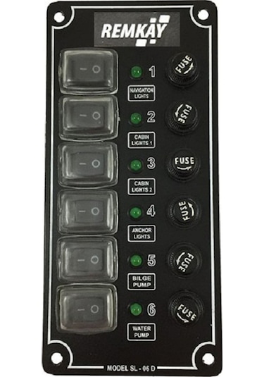 Tekne Sigorta Paneli, Karavan Sigorta Paneli, Switch Panel, 6'lı, 80x170mm