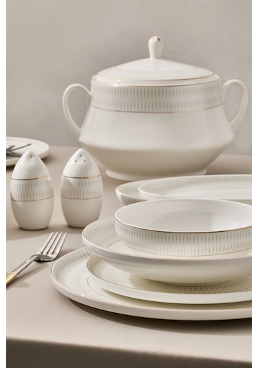 Aryıldız Serenity 60 Parça Porselen Yemek Takımı Ar259764 Beyaz - Altın