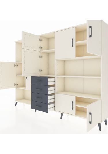 Arges Dolap 9 Raflı 4 Çekmeceli 8 Kapaklı 220x30x163 Aytaşı-aytaş Aytaşı-aytaşı/antrasit