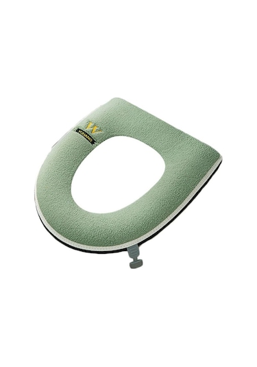 Kalın Peluş Klozet Kapağı Kolu Tuvalet Pedi Evrensel Closestool Mat Kış Yeşil