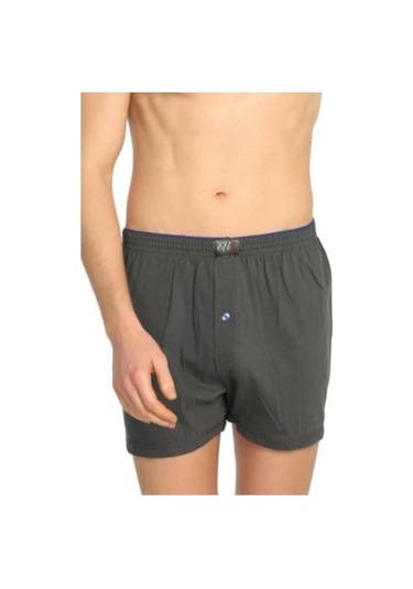 6'Lı Tutku Düz Boxer /Külot Erkek %100 Pamuk Düğmeli Füme