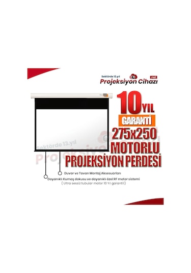 Sanper Sp-275 375X255 Motorlu Projeksiyo Perdesi 2 Ad. Kumandalı