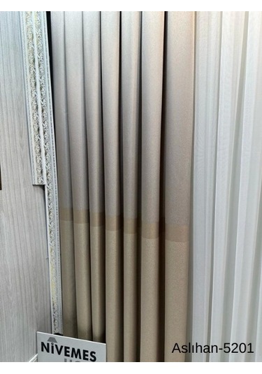 Nivemeshome Aslıhan Vizon Ft632116 V-5201 1/3 Sık Pile Fon Perde Apm Vizon