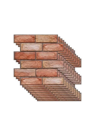 Opulentliving Kahverengi Tuğla Desen Pvc Otomatik Yapıştırıcı Duvar Kağıdı - Mutfak Dekorasyonu