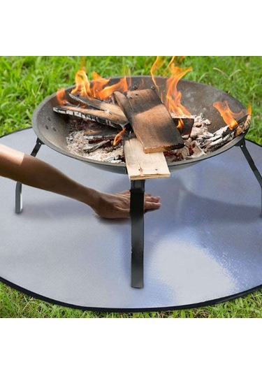 Vkemall Isıya Dayanıklı Çift Taraflı Füme Matı - 101.5cm Dairesel Kamp Mangal Koruyucu Döşeme, Çim Ve Tahta Üstleri İçin Yangın Gönüllü Alüminyum Folyo Bez Diğer