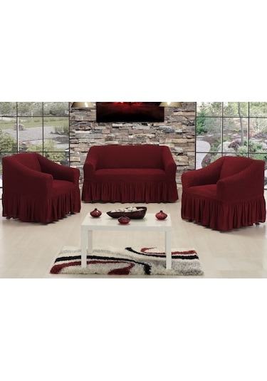 Altınkoza Petek Dokuma Koltuk Örtüsü Std Takım(3+2+1+1)-Bordo