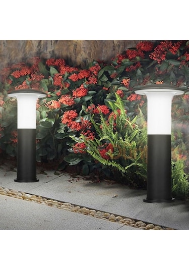 Mantar 41 Cm 9w Beyaz Led Ampullü Takım Bahçe Ve Yol Aydınlatma Siyah