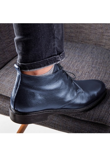 Jaka Hakiki Deri Kauçuk Taban Uzun Erkek Bot, Boğazlı Bot, Postal