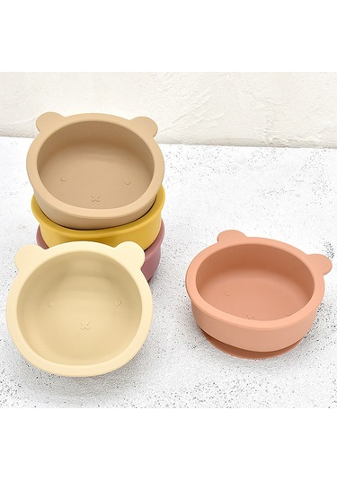 Qingmipy Bebekler İçin Pratik Silikon Yapışkan Tabak Ve Kaşık Seti - Taşınabilir Çocuk Yemek Kabı Çok Renk Seçeneği