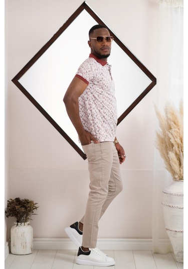 Polo Yaka Dynamıc Fit Baskı Desenli Çıt Çıt Detaylı Kısa Kol Erkek Yazlık T-shirt 001