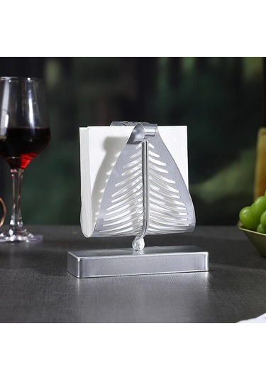 Homyl Peçetelik Tezgah Üstü Mendil Rafı Dikey Metal Kağıt Gümüş