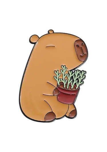Sevimli Capybara Emaye Pimleri Karikatür Hayvan Metal Broş Gömlek Sırt Çantası Yaka B B