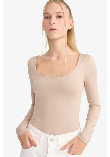 Defacto Coool U Yaka Uzun Kollu Çıtçıtlı Body F8042ax25aubg208 Bej