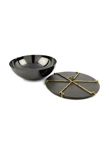 Mikasa Moor Branch Kapaklı Gold Gri Kase 27x12cm Gri