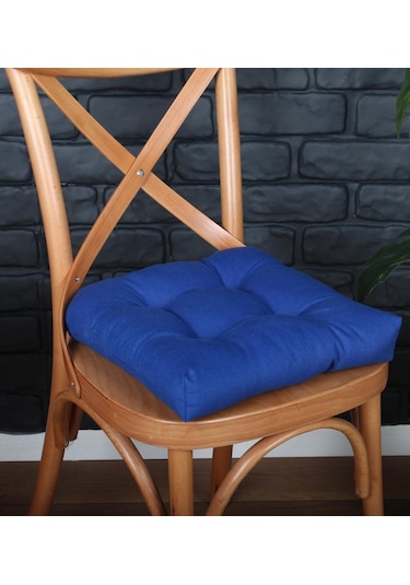 Altınpamuk Altınpamuk 4'Lü Lüx Pofidik Lacivert Sandalye Minderi Özel Dikişl