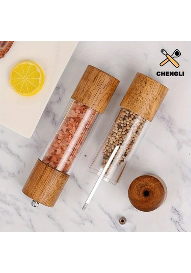 Honeybeeshop Ahşap Tuz Ve Biber Değirmeni Seti 20.32 Cm 2 Adet Manuel 8 İnç Ayarlanabilir Kaba İnce Öğütme Mutfak Baharat Öğütücü
