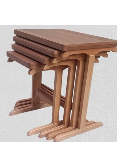 Zigon Ilgaz T Sehpa Model Kayın Gövde Parlak Ceviz Renk Kutuda Sevk El Yapım