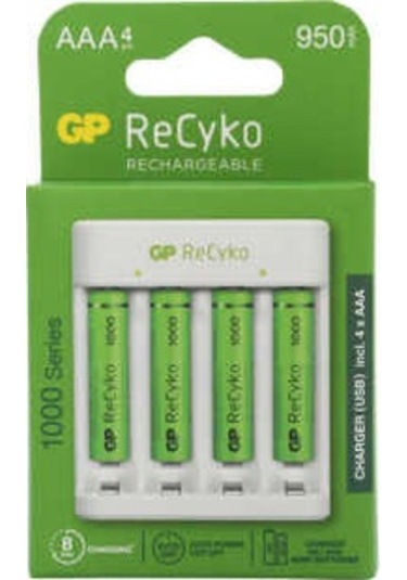 GP E411 USB Pil Şarj Cihazı 4 Adet 1000 AAA İnce Pilli Set