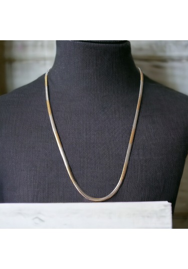 Kesebe Altın Sarısı Ve Gümüş Renk Karışık Alacalı Unisex Kolye - 60 Cm Çok Renkli