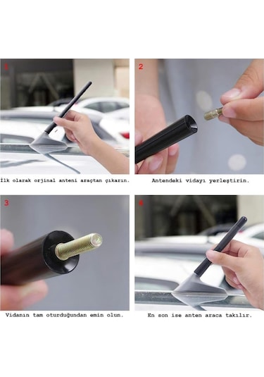 Chevrolet Aveo Karbon Fiber Anten Çubuğu Siyah