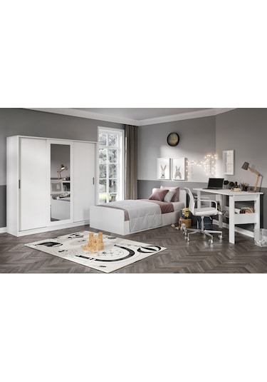 Kznhome Anemon 3 Parçalı Tek Kişilik Mdf Genç Odası Takımı - Tamamı 1. Ka