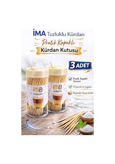 İma Tuzluklu Kürdan 3 Adet Pratik Kapaklı Kürdan Kutusu