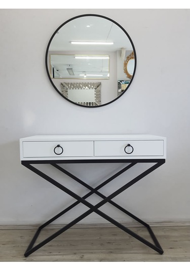 Ayna Denizi Circle Eighty Black Model Siyah Renk Metal Çerçeveli Yuvarlak Dekoratif Ayna Siyah